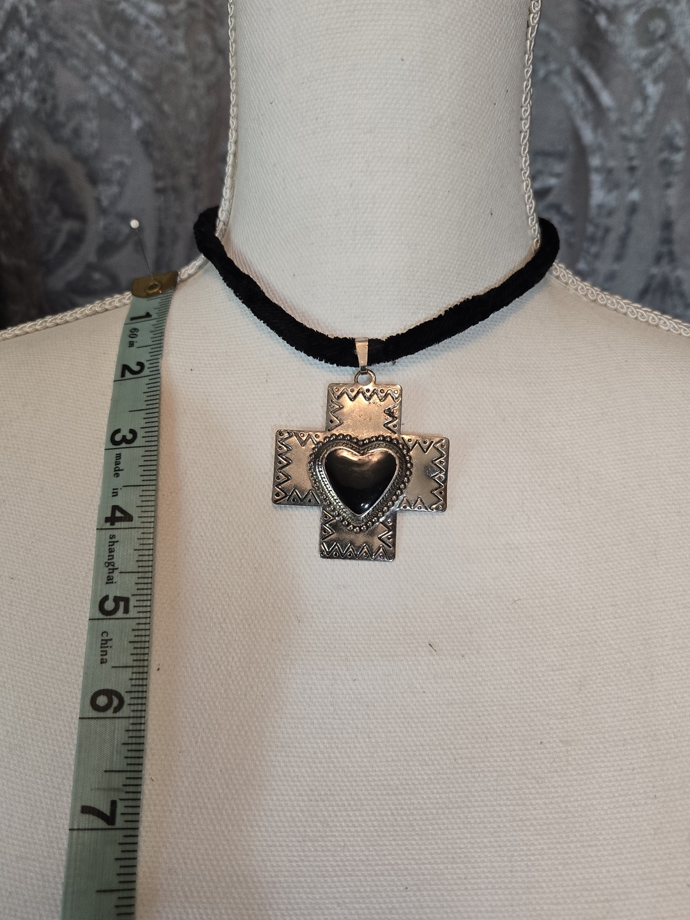 Black Heart Cross Pendant Necklace - Women Jewelry